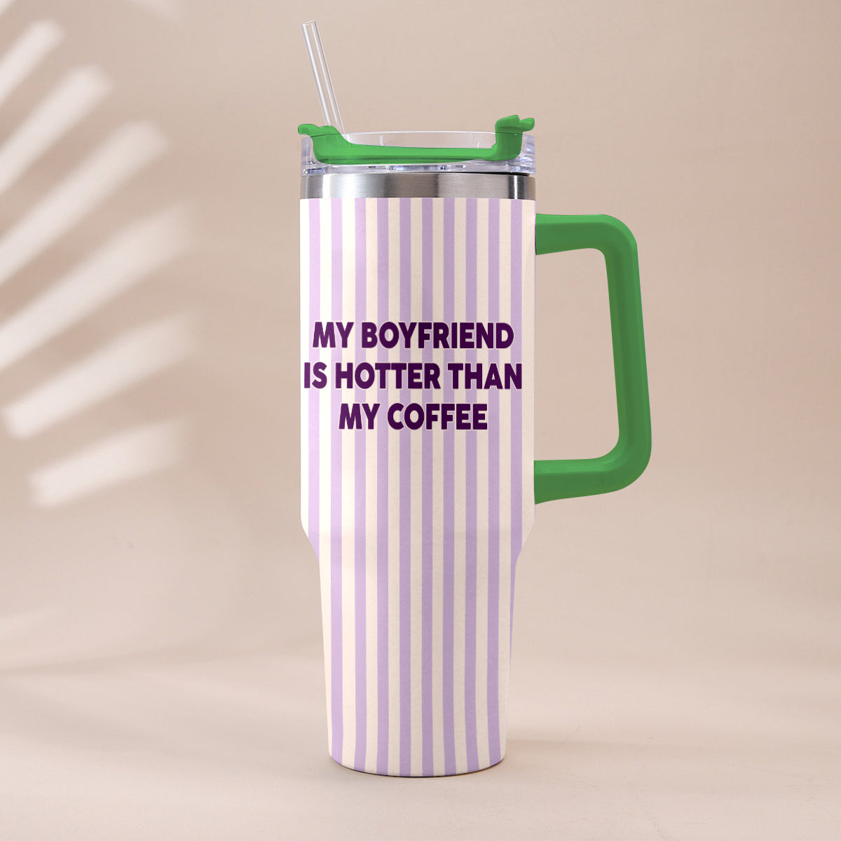 My Husband Boyfriend Is Hotter Than My Coffee Funny Doll - Personalized Couple Tumbler With Handle & Posable Doll