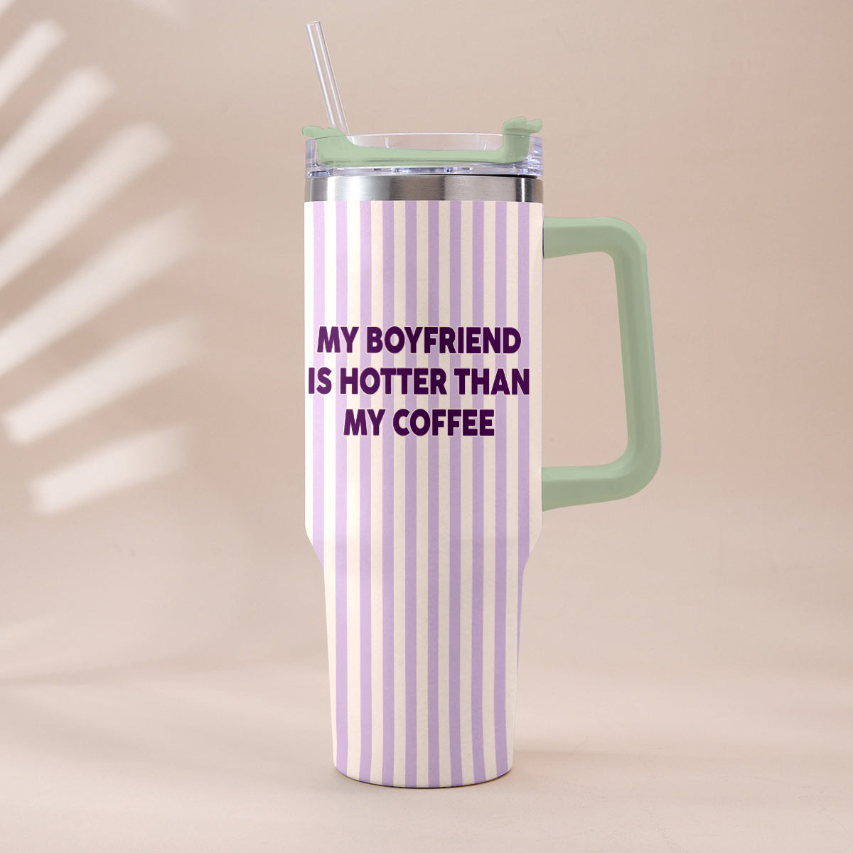 My Husband Boyfriend Is Hotter Than My Coffee Funny Doll - Personalized Couple Tumbler With Handle & Posable Doll