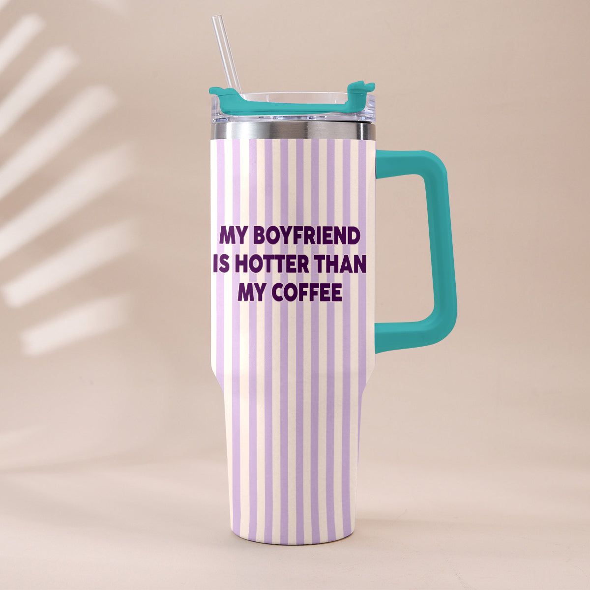 My Husband Boyfriend Is Hotter Than My Coffee Funny Doll - Personalized Couple Tumbler With Handle & Posable Doll
