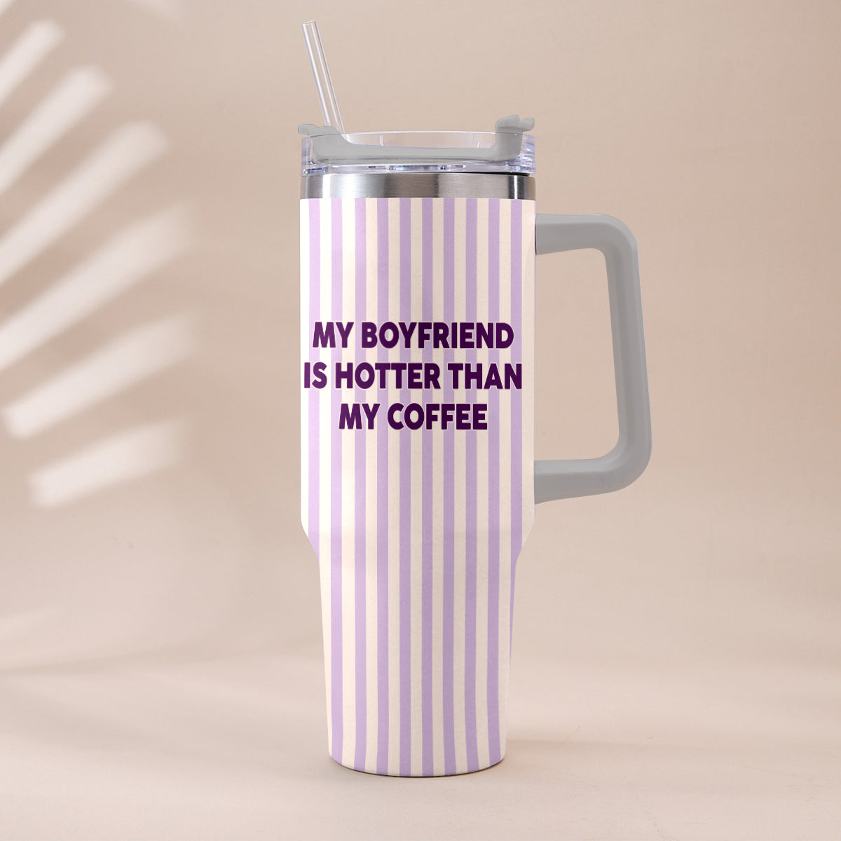 My Husband Boyfriend Is Hotter Than My Coffee Funny Doll - Personalized Couple Tumbler With Handle & Posable Doll