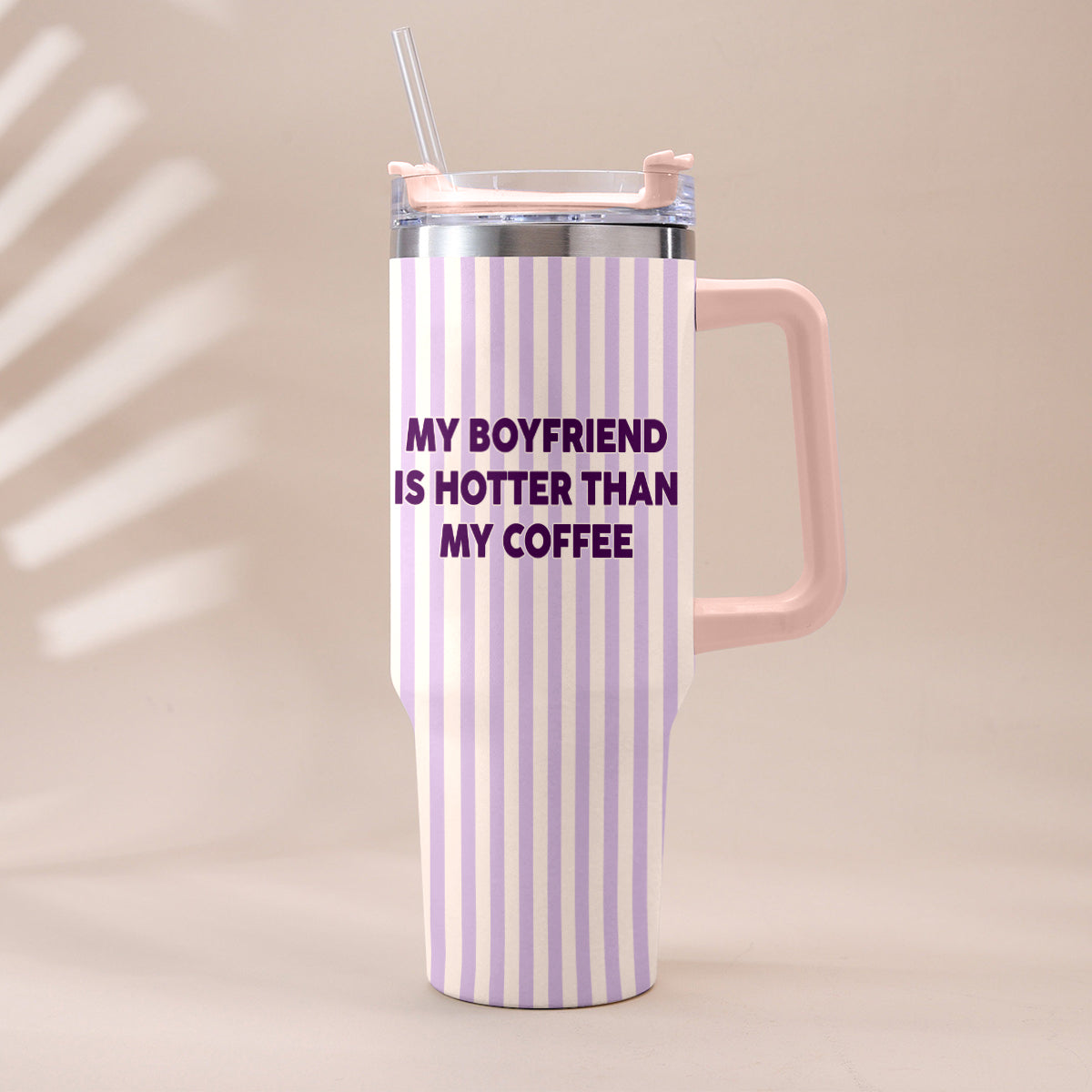 My Husband Boyfriend Is Hotter Than My Coffee Funny Doll - Personalized Couple Tumbler With Handle & Posable Doll