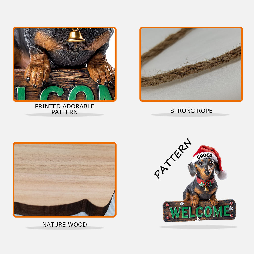 Bienvenue à la maison - Panneau en bois personnalisé pour chien