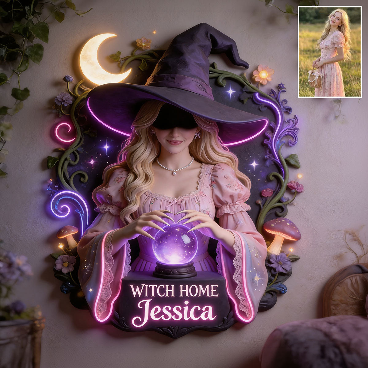 Witch's Room Decoration - Personalisierte Hexen LED Licht Acrylschild
