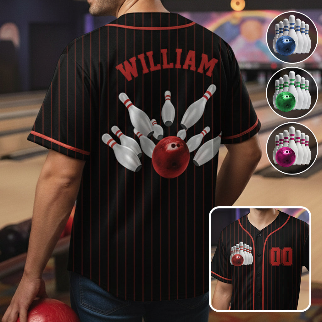Je préférerais être au bowling - Maillot de baseball personnalisé pour le bowling