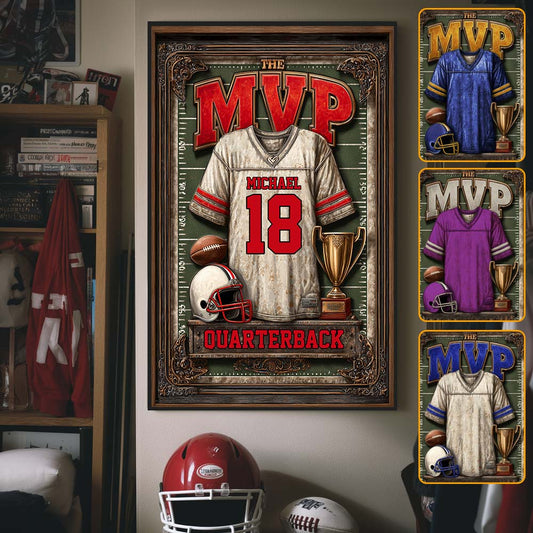 Gift For Football Son/ Daughter - Personalized Football Canvas And Poster