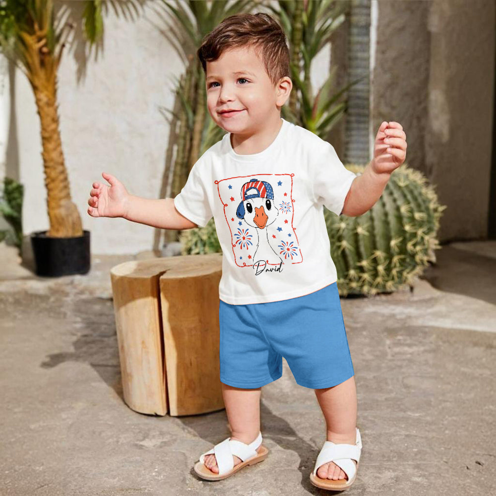 4th of July Goose - Personalized Kid Kid T-shirt & Shorts