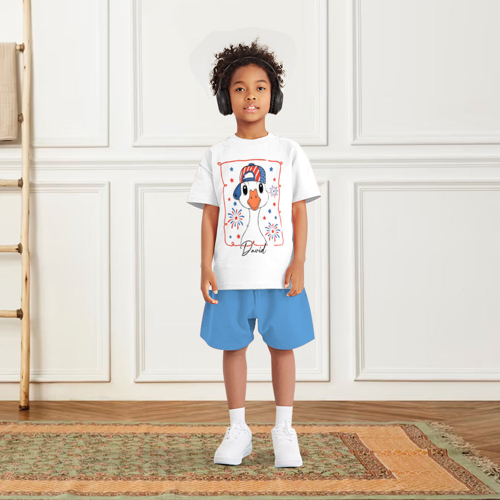 4th of July Goose - Personalized Kid Kid T-shirt & Shorts