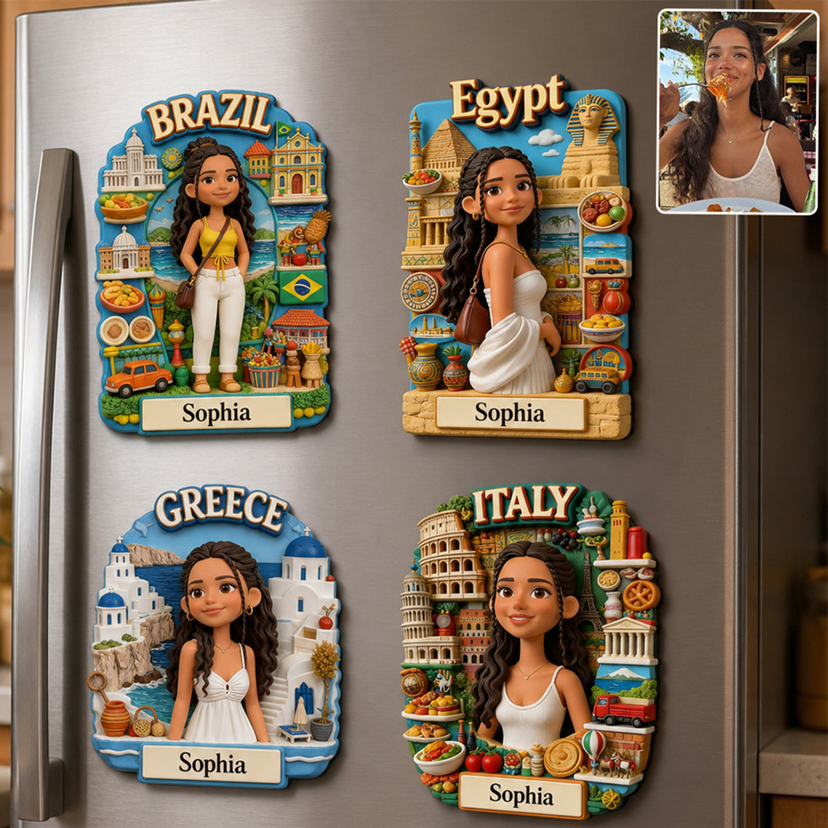 Une Fille Qui Aime Voyager - Magnet de Voyage Personnalisé