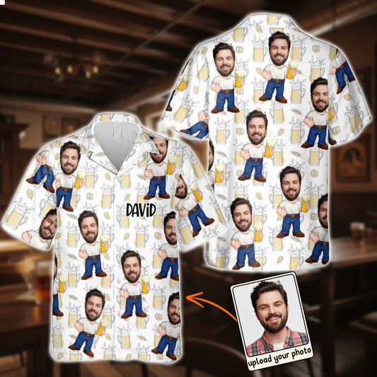 Bière à motif caricature amusante - Chemise hawaïenne personnalisée