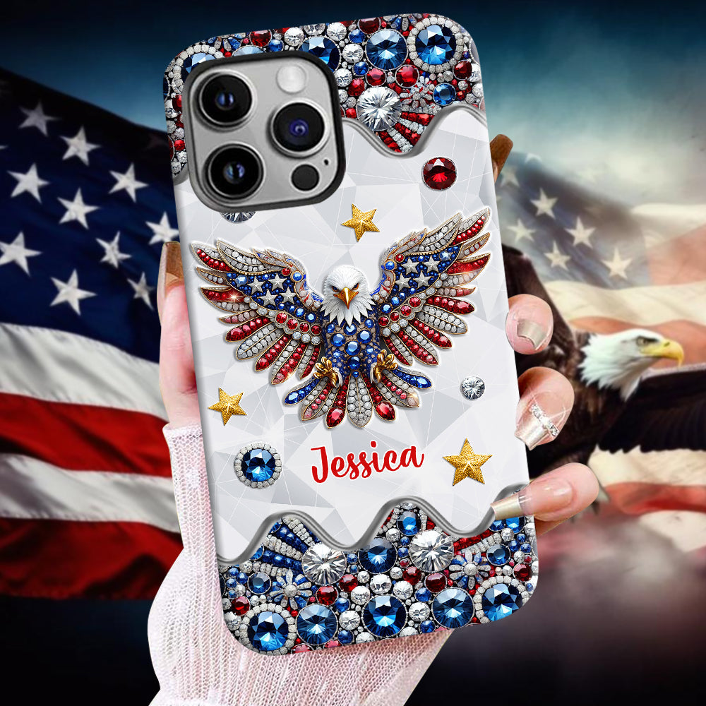Coque de téléphone personnalisée avec aigle à tête blanche et motif patriotique