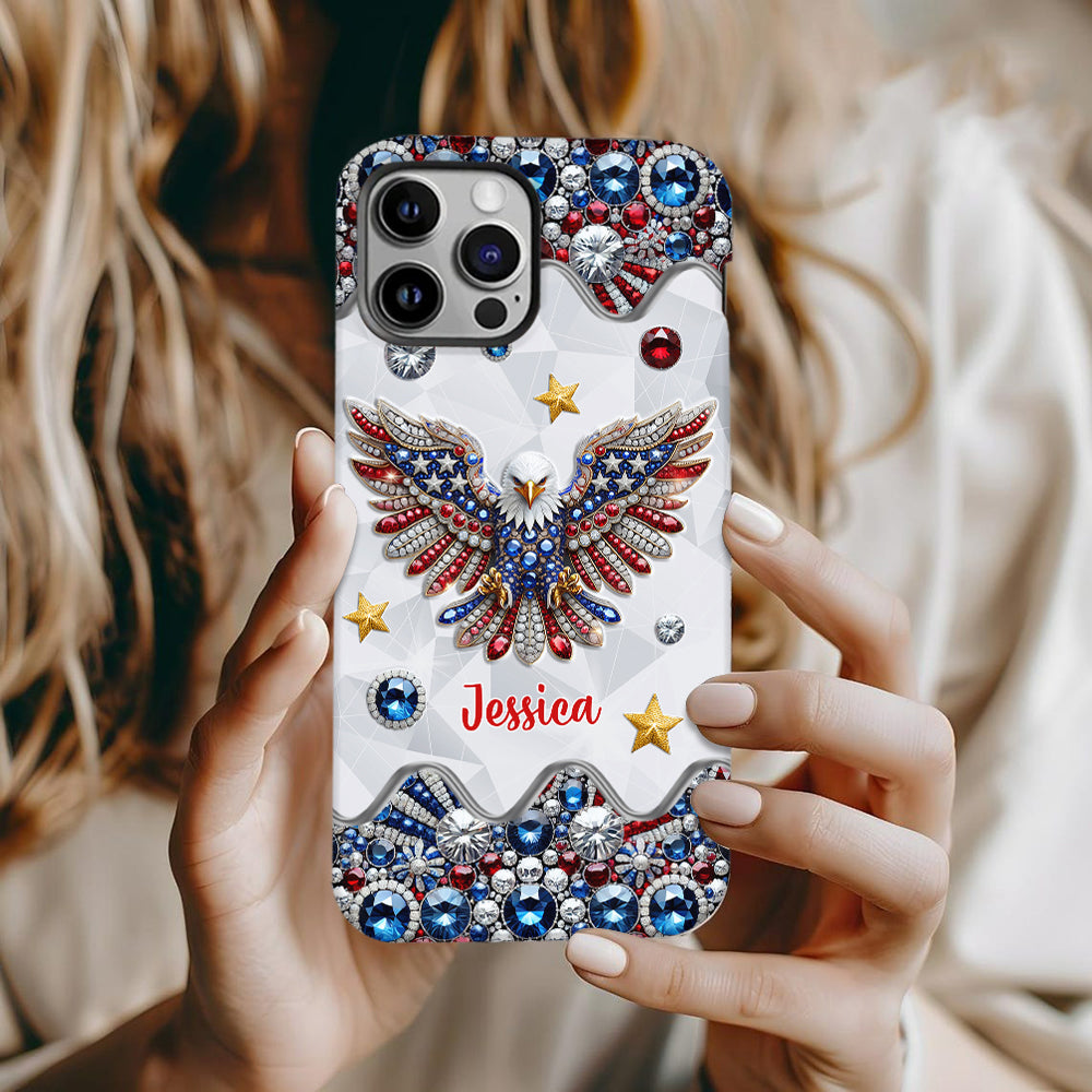 Coque de téléphone personnalisée avec aigle à tête blanche et motif patriotique