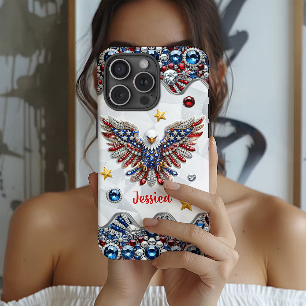 Coque de téléphone personnalisée avec aigle à tête blanche et motif patriotique