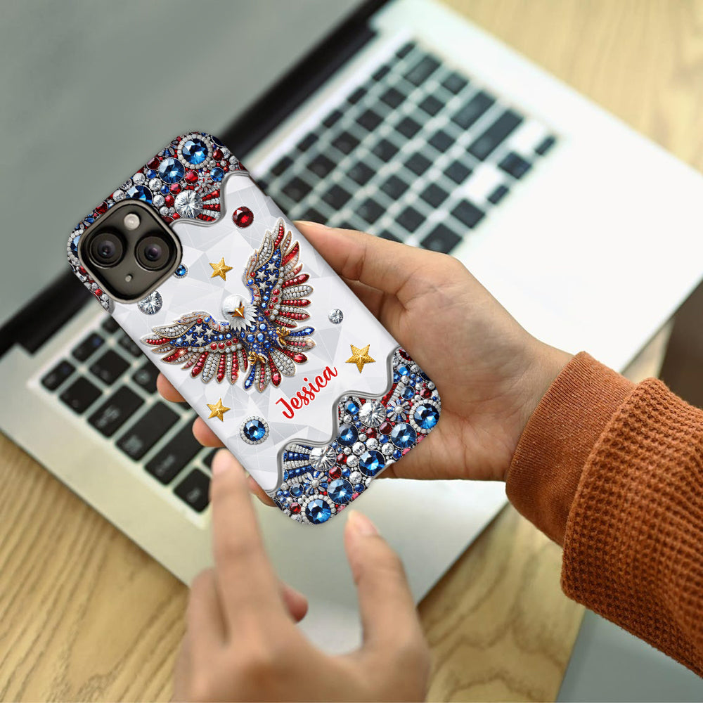 Coque de téléphone personnalisée avec aigle à tête blanche et motif patriotique
