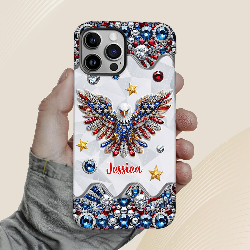 Coque de téléphone personnalisée avec aigle à tête blanche et motif patriotique