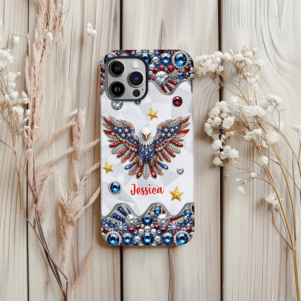 Coque de téléphone personnalisée avec aigle à tête blanche et motif patriotique