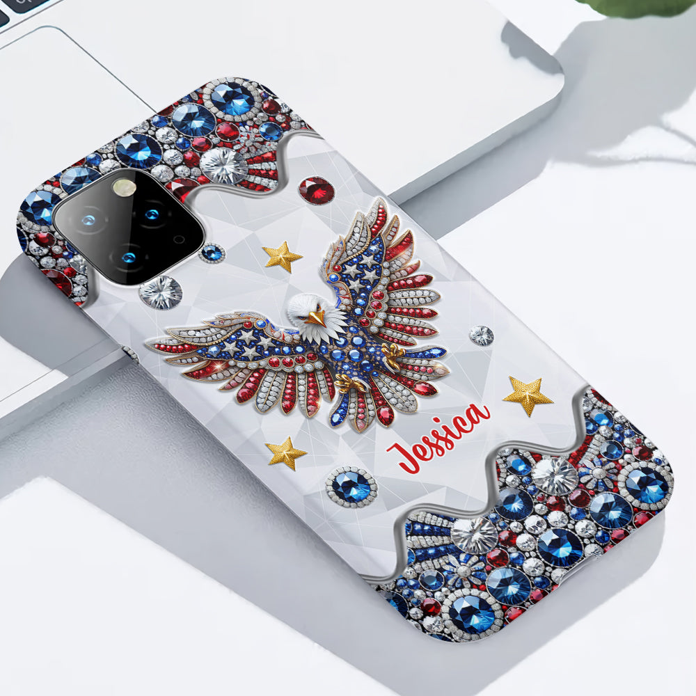 Coque de téléphone personnalisée avec aigle à tête blanche et motif patriotique