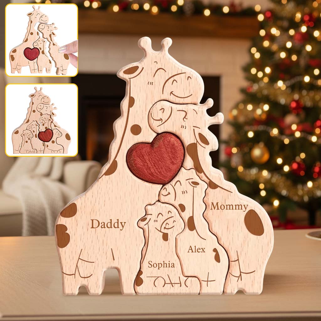Happy Family - Personalized Family Shaped Wooden Puzzle