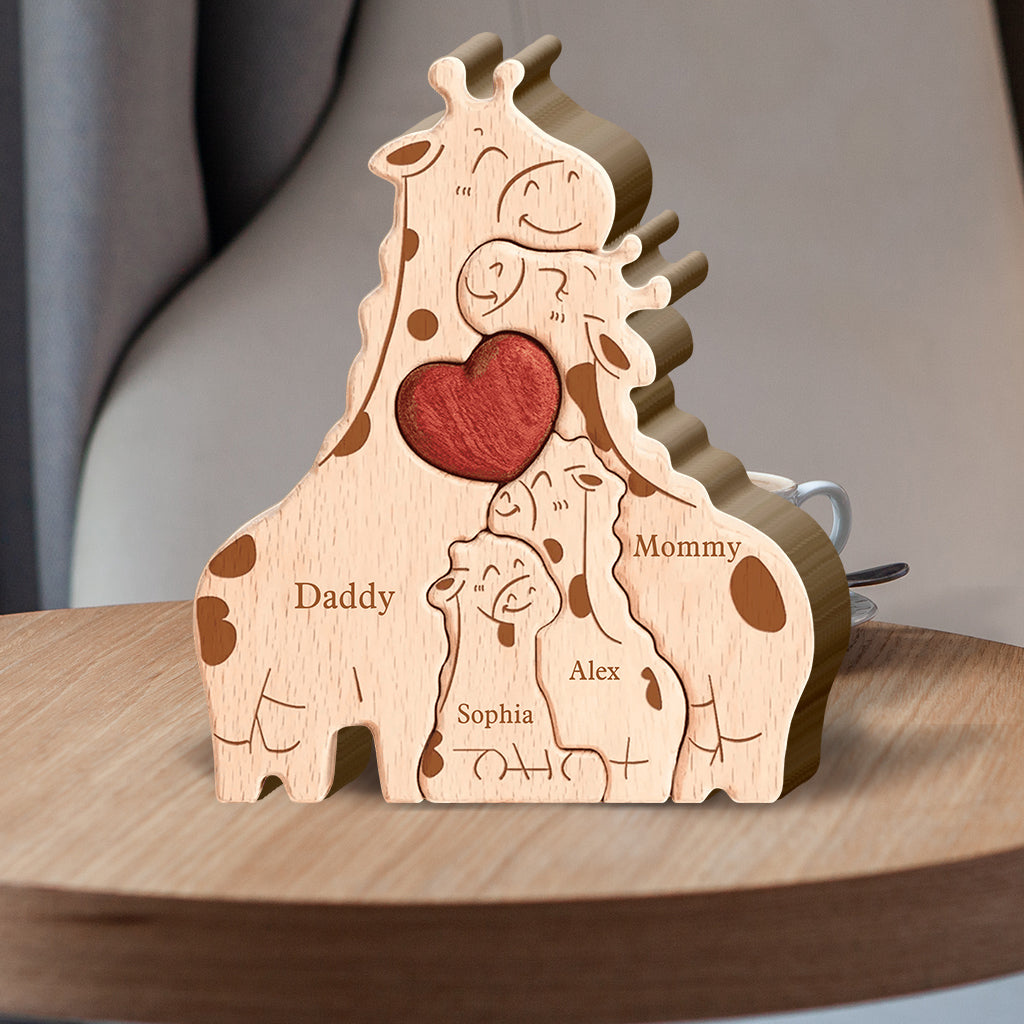 Happy Family - Personalized Family Shaped Wooden Puzzle