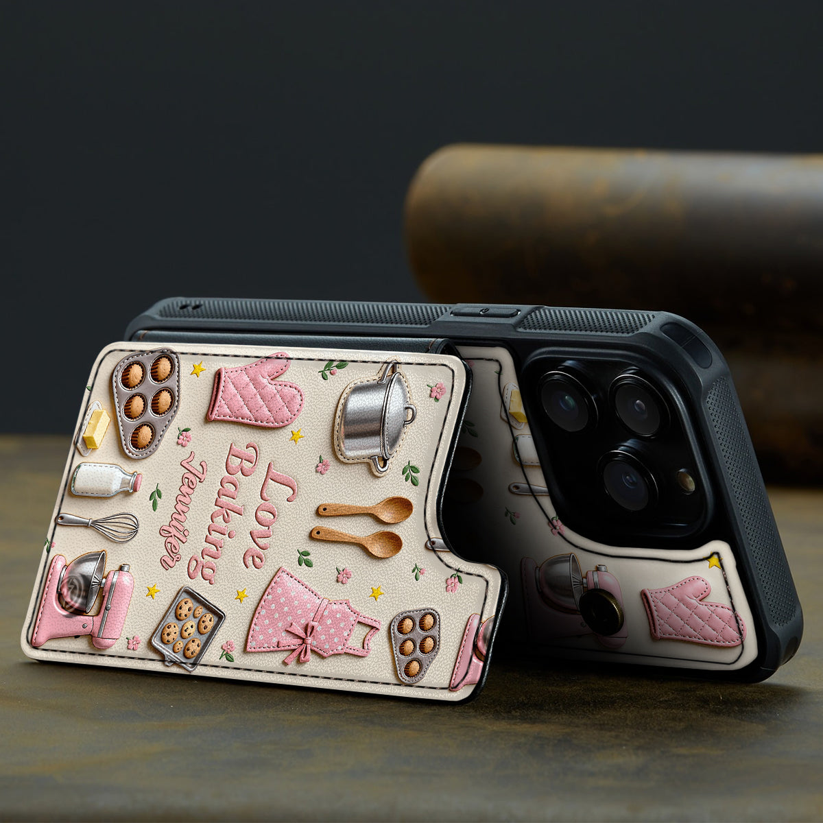 Passionné de pâtisserie ? Étui portefeuille pour téléphone personnalisé avec impression sur le thème de la pâtisserie.