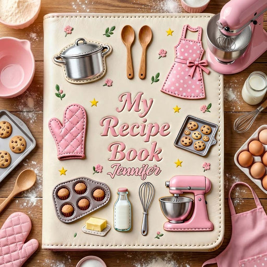 Mon carnet de recettes - Journal de pâtisserie personnalisé en cuir
