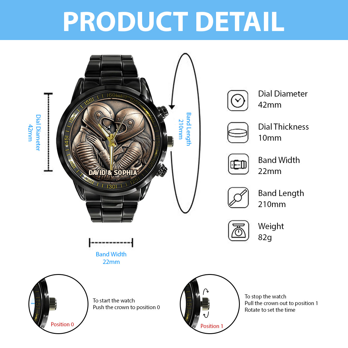 I Love You - Personalized Biker Hand Watch