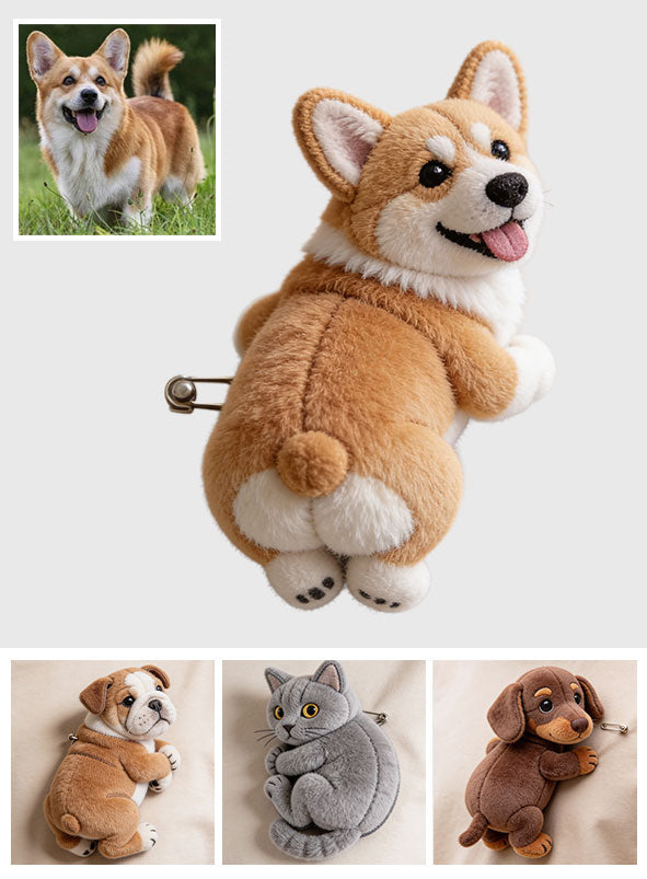 Cadeau pour Maman d'Animal, Amoureux des Animaux - Broche en Peluche Personnalisée