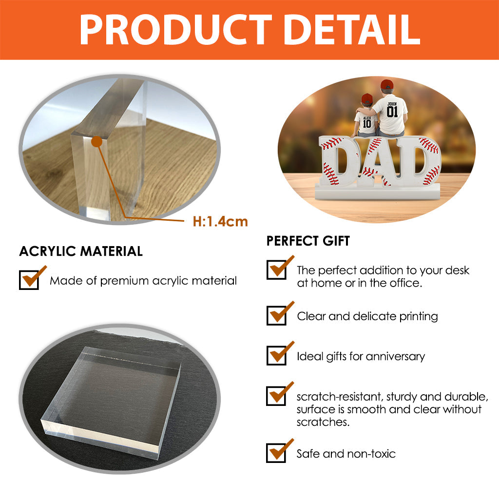 Best Baseball Dad Ever - Personalized Baseball Custom Shaped Acrylic Plaque