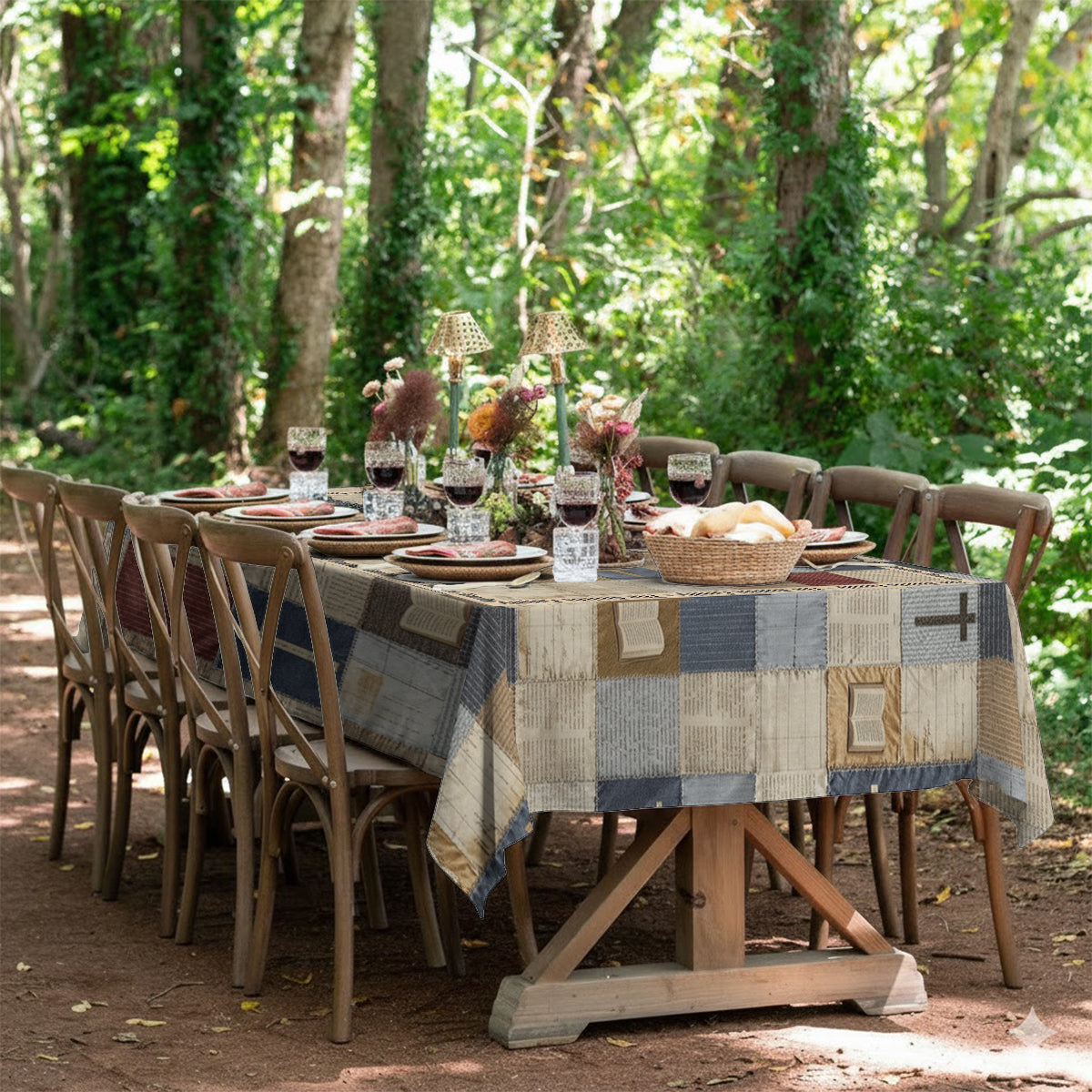 Patchwork Of Faith - Personalized Christian Table Cloth Cover