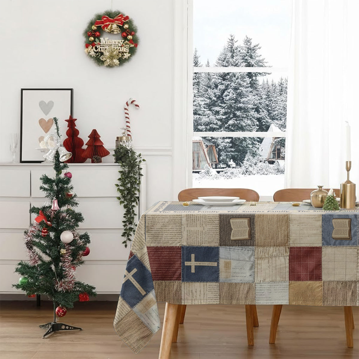 Patchwork Of Faith - Personalized Christian Table Cloth Cover