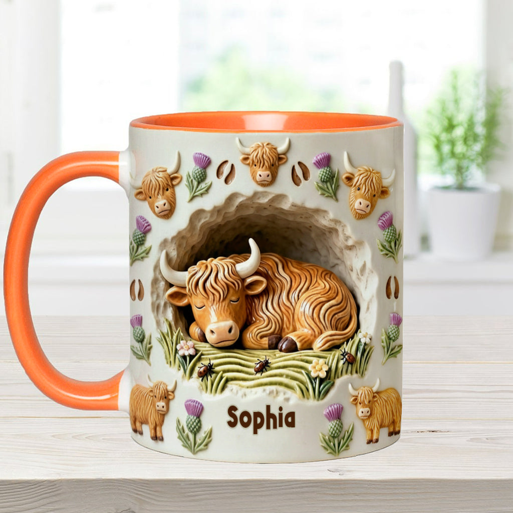 Rustic Farm Animal - Personalized Highland Cow Accent Mug