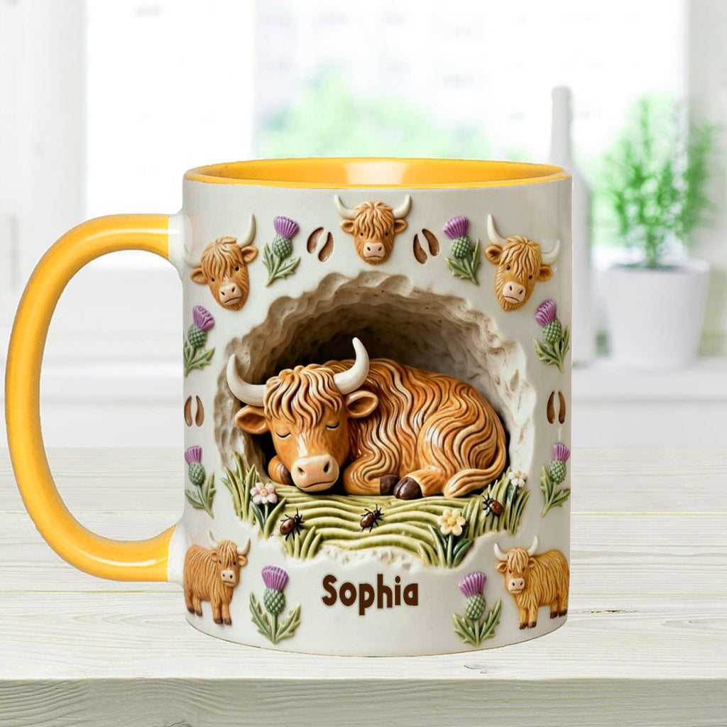 Rustic Farm Animal - Personalized Highland Cow Accent Mug