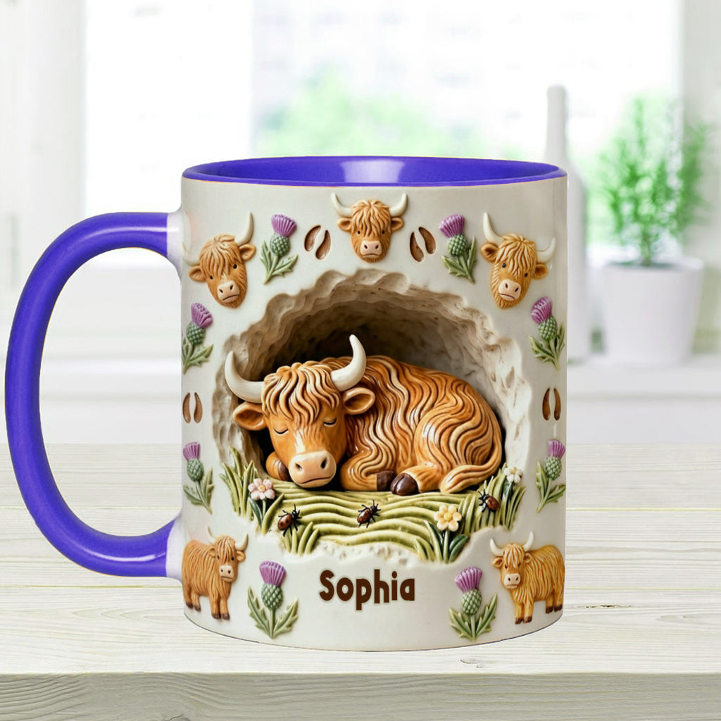 Rustic Farm Animal - Personalized Highland Cow Accent Mug