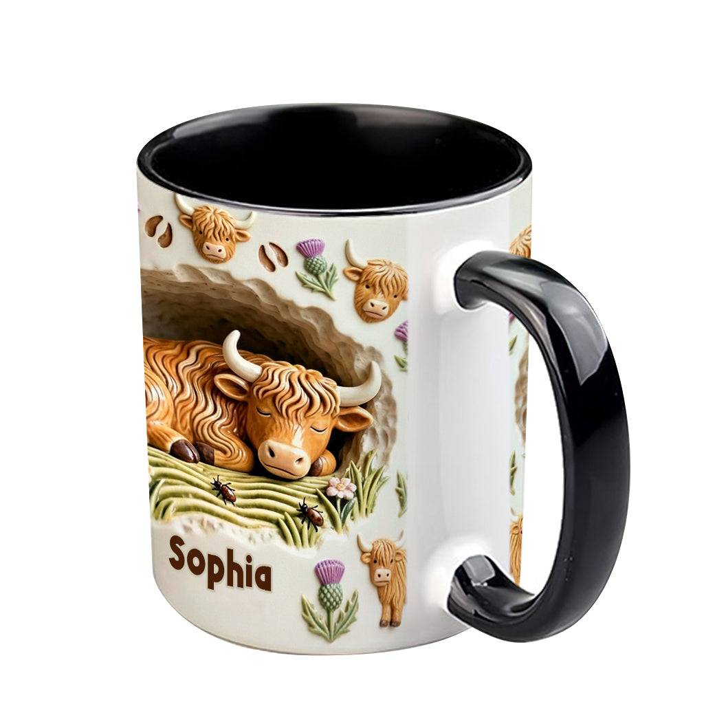 Rustic Farm Animal - Personalized Highland Cow Accent Mug