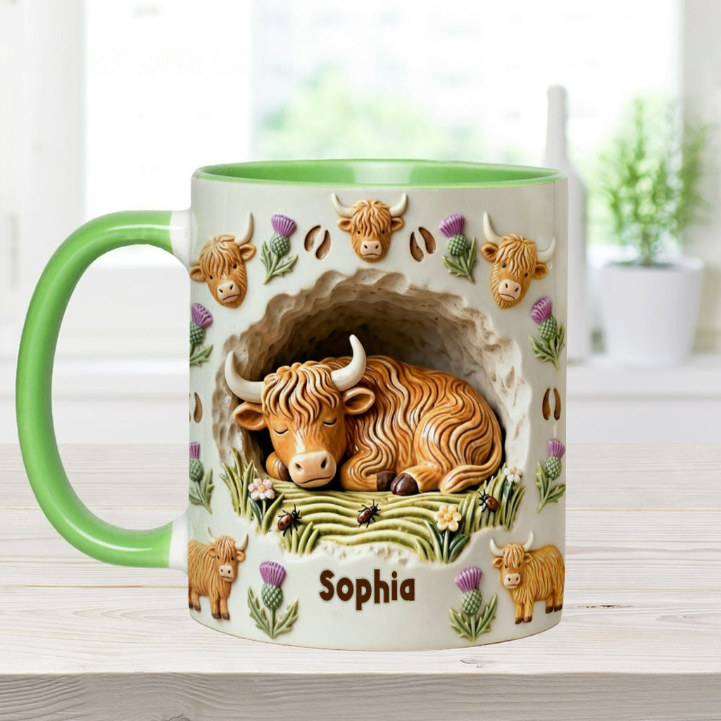 Rustic Farm Animal - Personalized Highland Cow Accent Mug