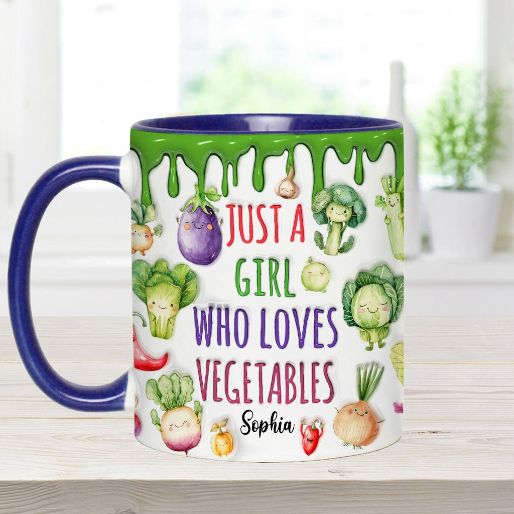 Veganes Mädchen, das Gemüse liebt – Personalisierte Tasse mit veganem Akzent
