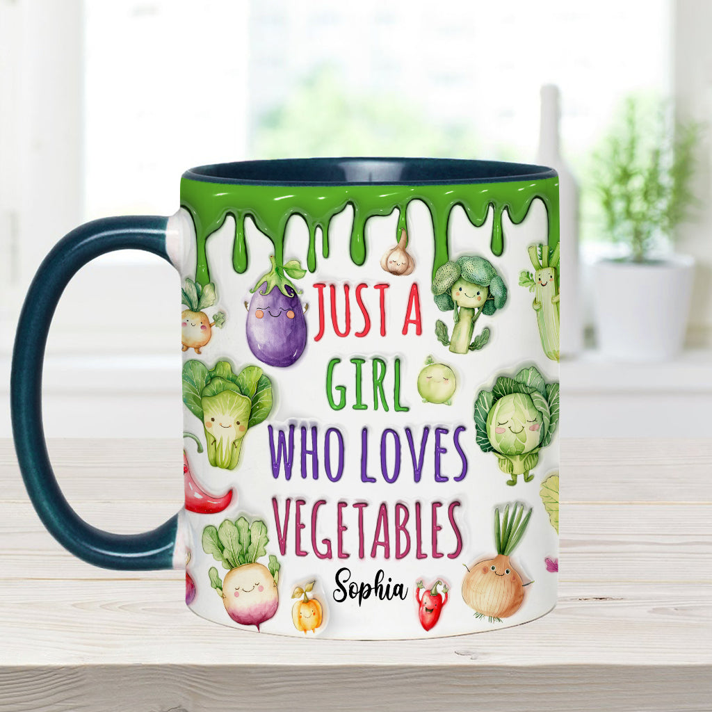 Veganes Mädchen, das Gemüse liebt – Personalisierte Tasse mit veganem Akzent