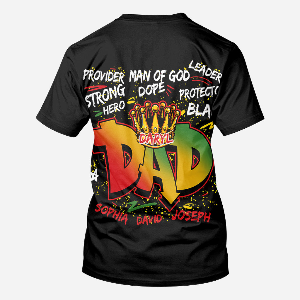 Papa héros et fort - T-shirt personnalisé afro-américain intégral