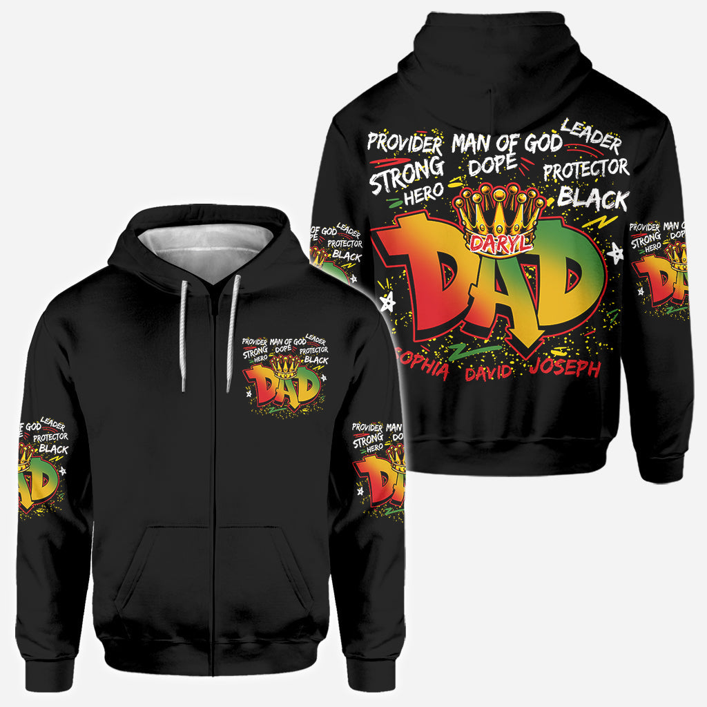 Papa héros et fort - T-shirt personnalisé afro-américain intégral