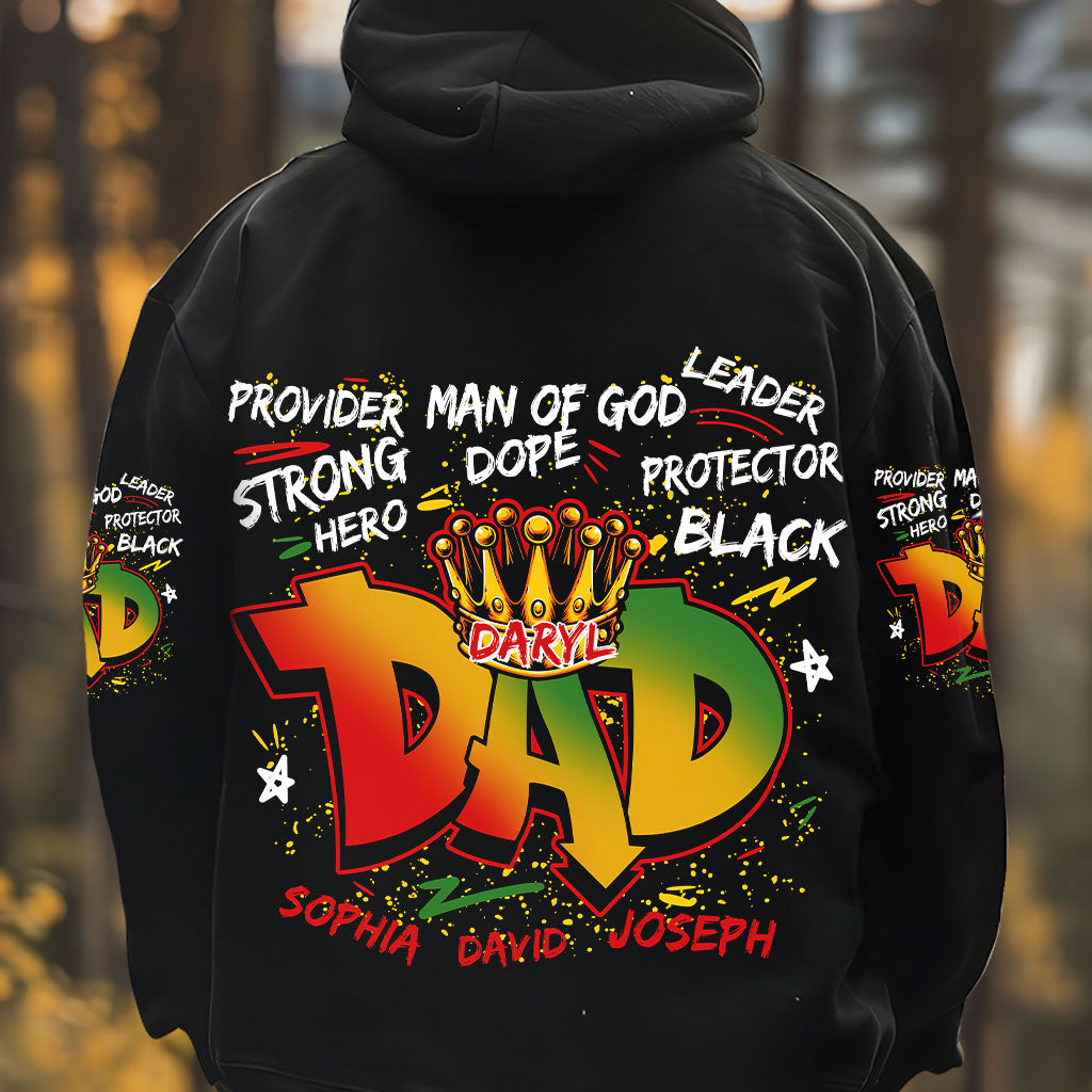 Papa héros et fort - T-shirt personnalisé afro-américain intégral