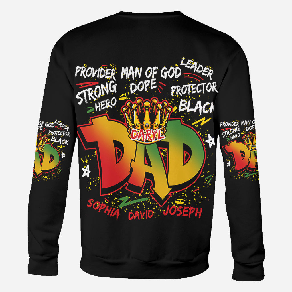 Papa héros et fort - T-shirt personnalisé afro-américain intégral