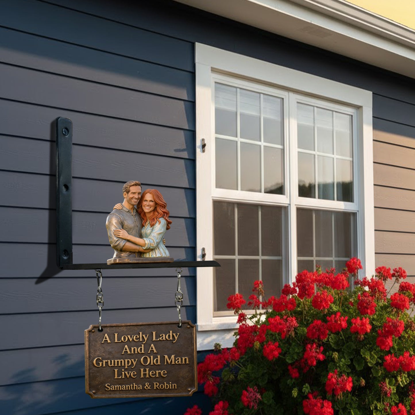 A Lovely Lady & A Grumpy Old Man Live Here - Personalized Couple Wooden Wall Mount Sign