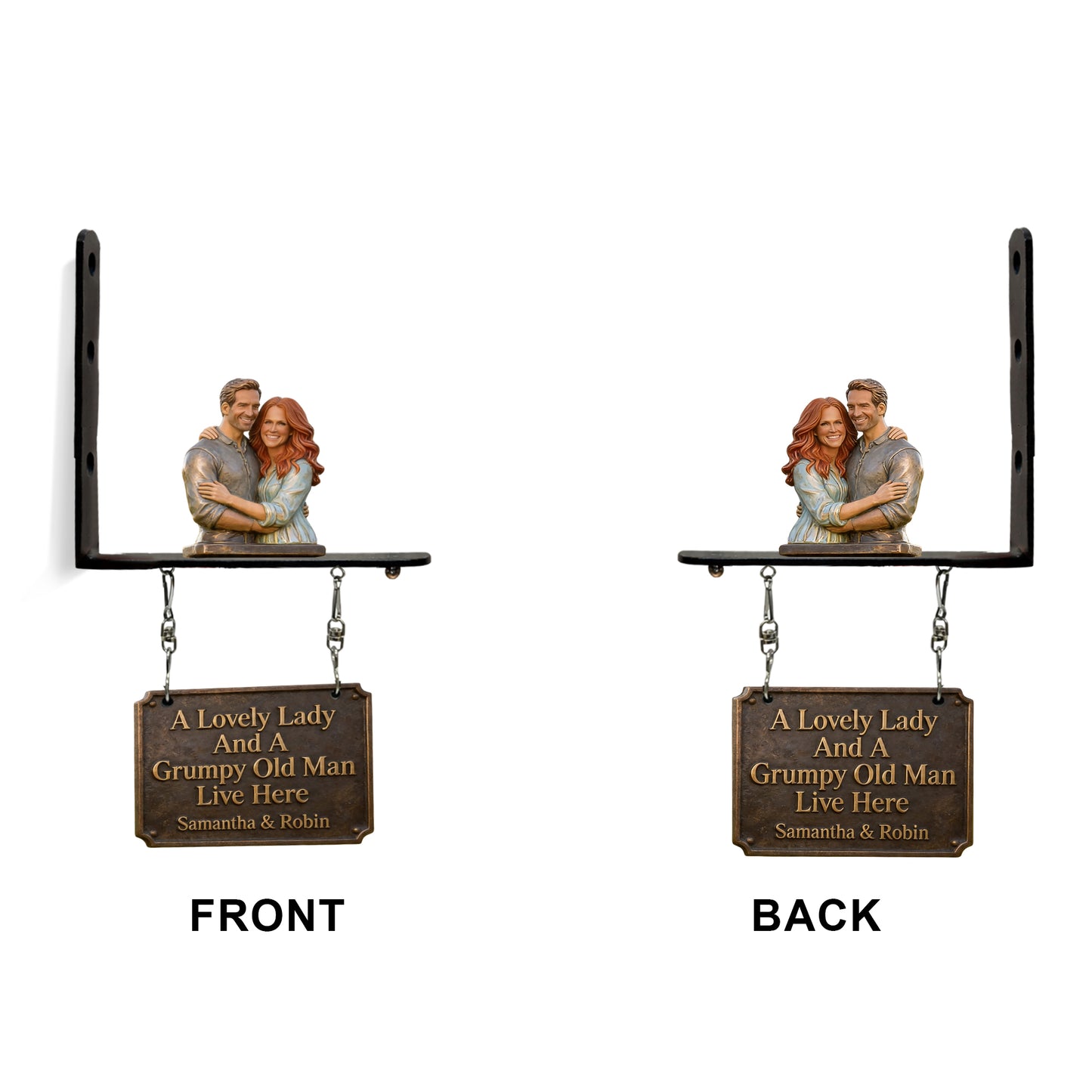 A Lovely Lady & A Grumpy Old Man Live Here - Personalized Couple Wooden Wall Mount Sign