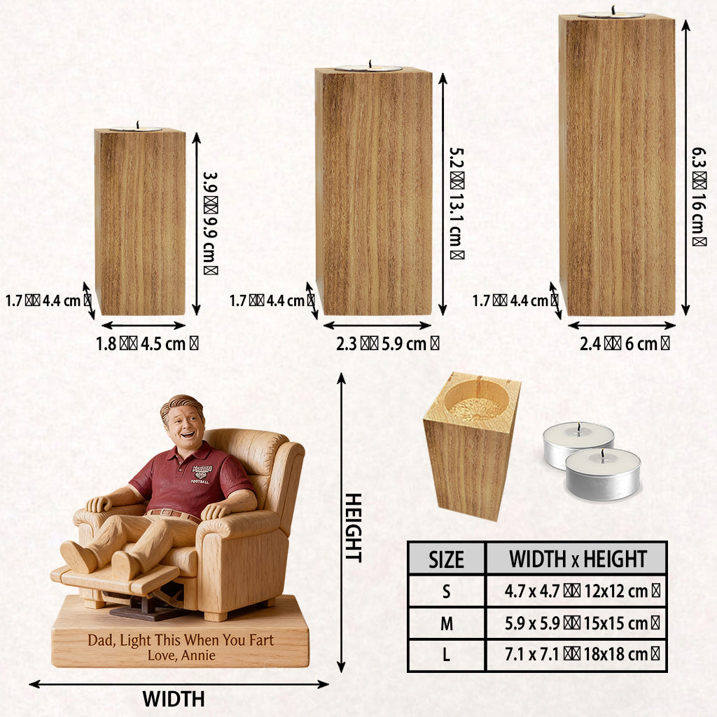 Perfektes Geschenk zum Vatertag - Personalisierter Holzkerzenhalter in Form