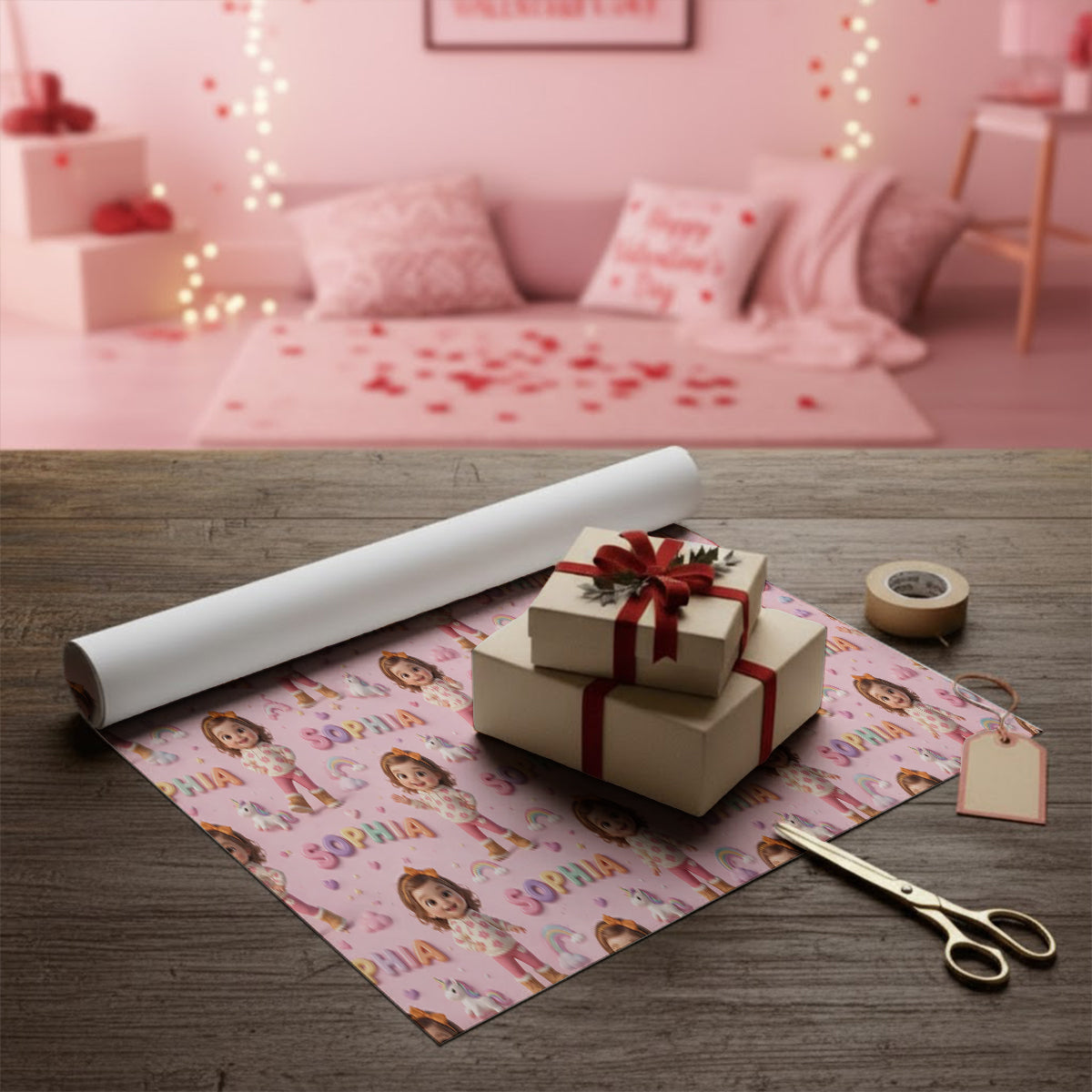 Custom Kid Gift Paper Wrap - Personalized Kid Wrapping Papers