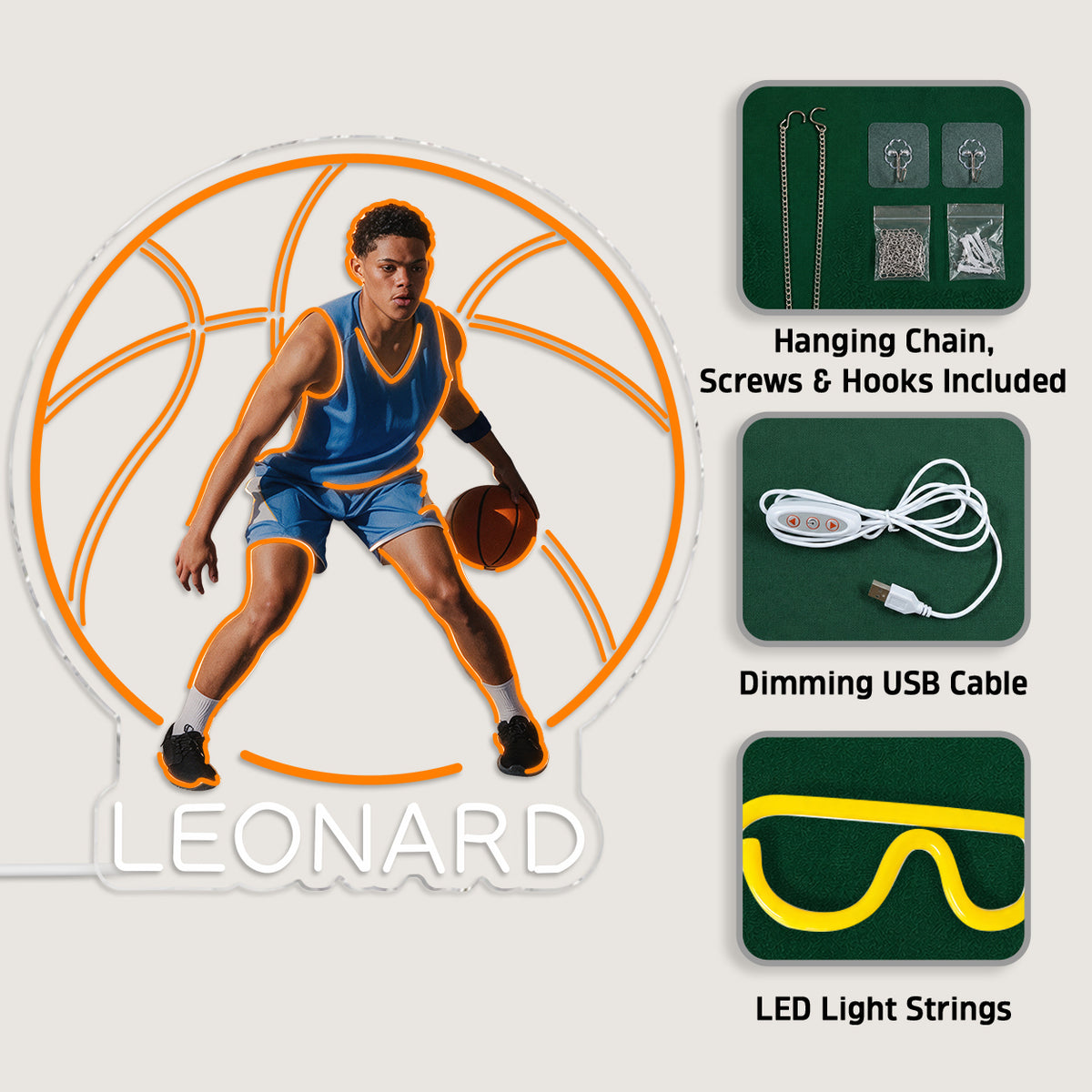 Jedes Foto, Jeder Sport - Personalisierte Neon LED Lichtsignatur