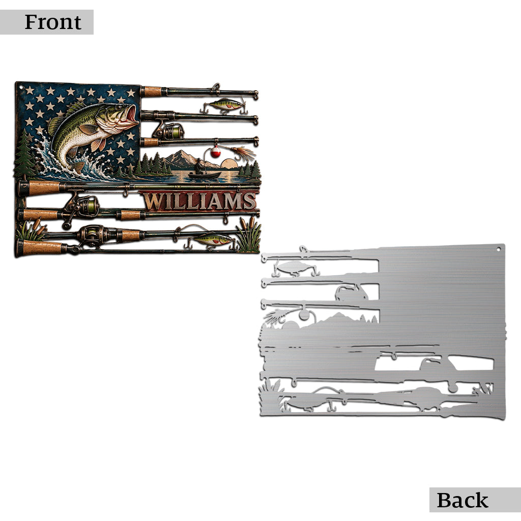 USA Fisher - Personalisierte Metalltafel für Angler