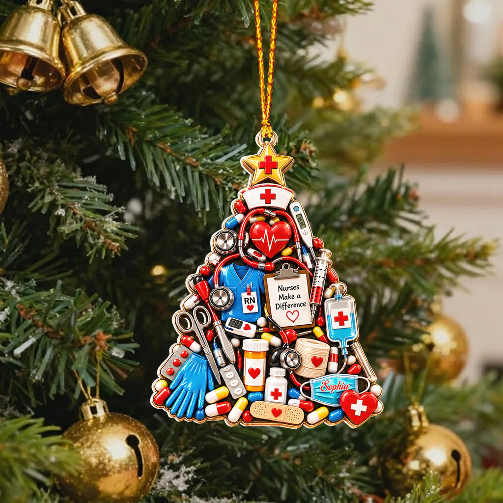 Idée Cadeau Infirmière, Décor de Noël Infirmière - Ornement 3D Personnalisé