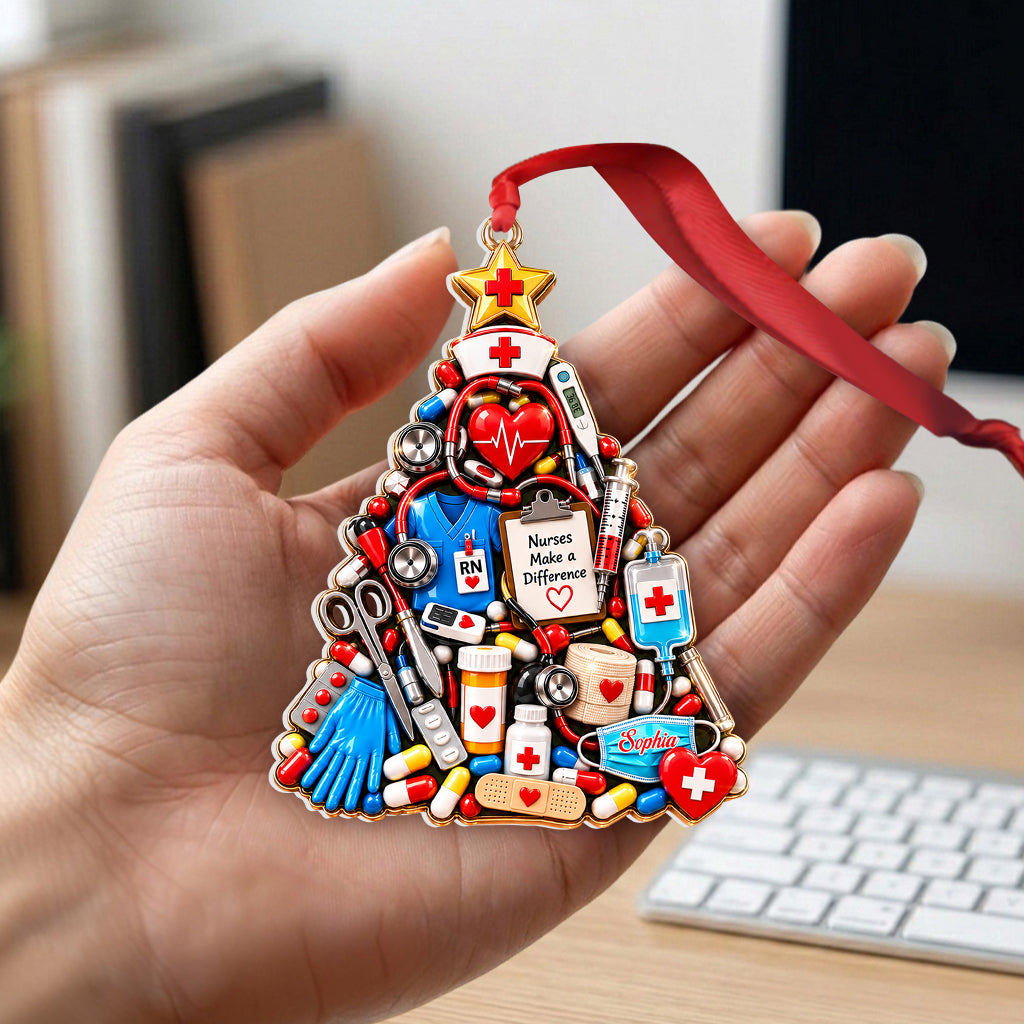 Idée Cadeau Infirmière, Décor de Noël Infirmière - Ornement 3D Personnalisé