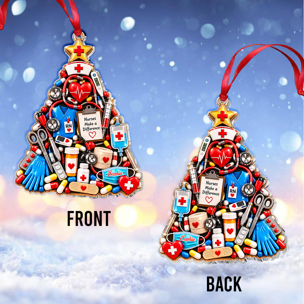 Idée Cadeau Infirmière, Décor de Noël Infirmière - Ornement 3D Personnalisé
