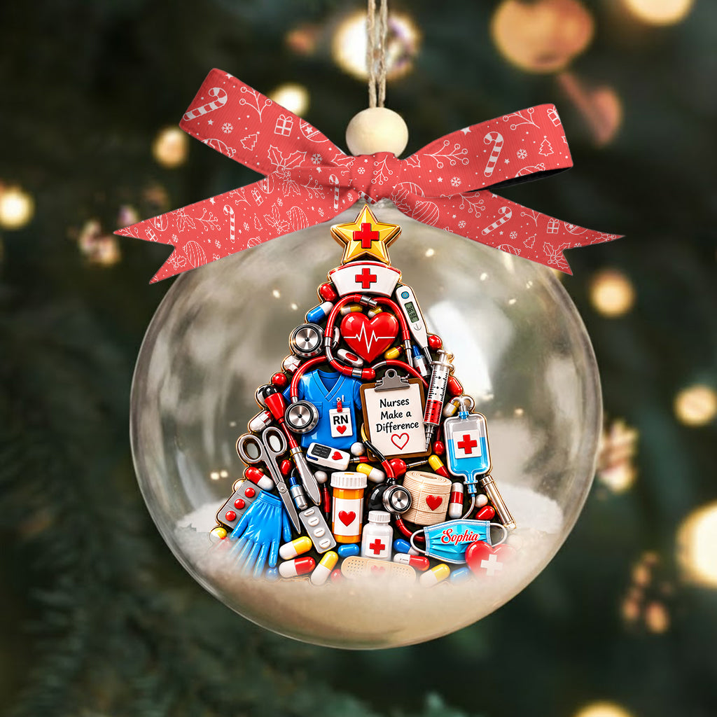 Idée Cadeau Infirmière, Décor de Noël Infirmière - Ornement 3D Personnalisé